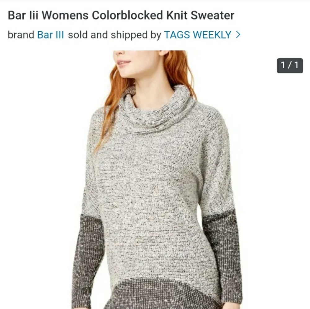 Bar III Womens Colorblocked Knit Sweater